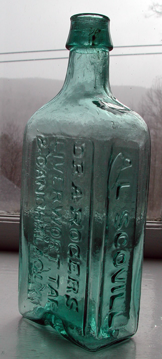 colored green pontiled new york medicine antique bottle