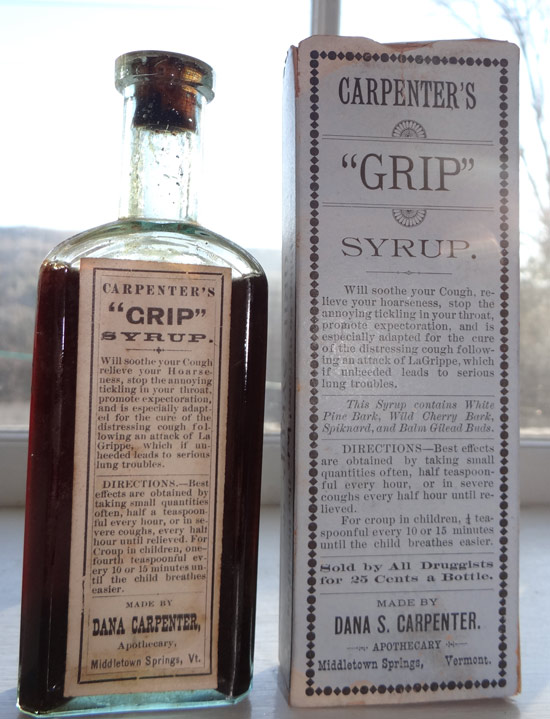 carpenters rare museum quality vermont medicine bottle with label middletown springs