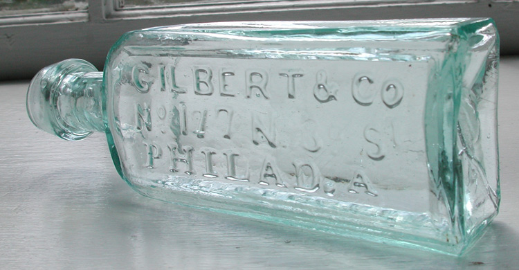 Gilberts wholesale druggist pontiled patent medicine antique bottle philadelphia