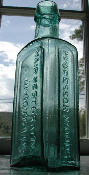 iron pontil hair medicine colored antique bottle