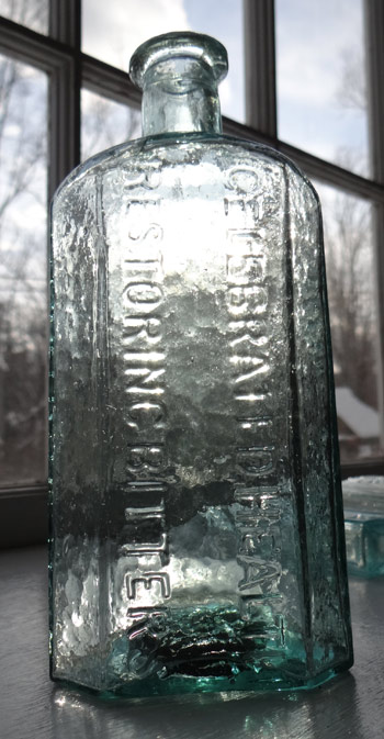 New England Stodard iron pontiled patent medicine bitters rindge NH antique bottle